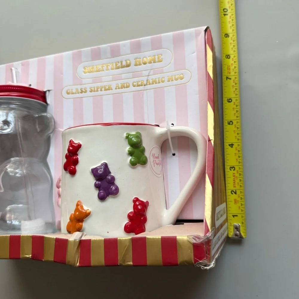 Sheffield Home Gummy Bear Mug & Glass Sipper Set Pink New